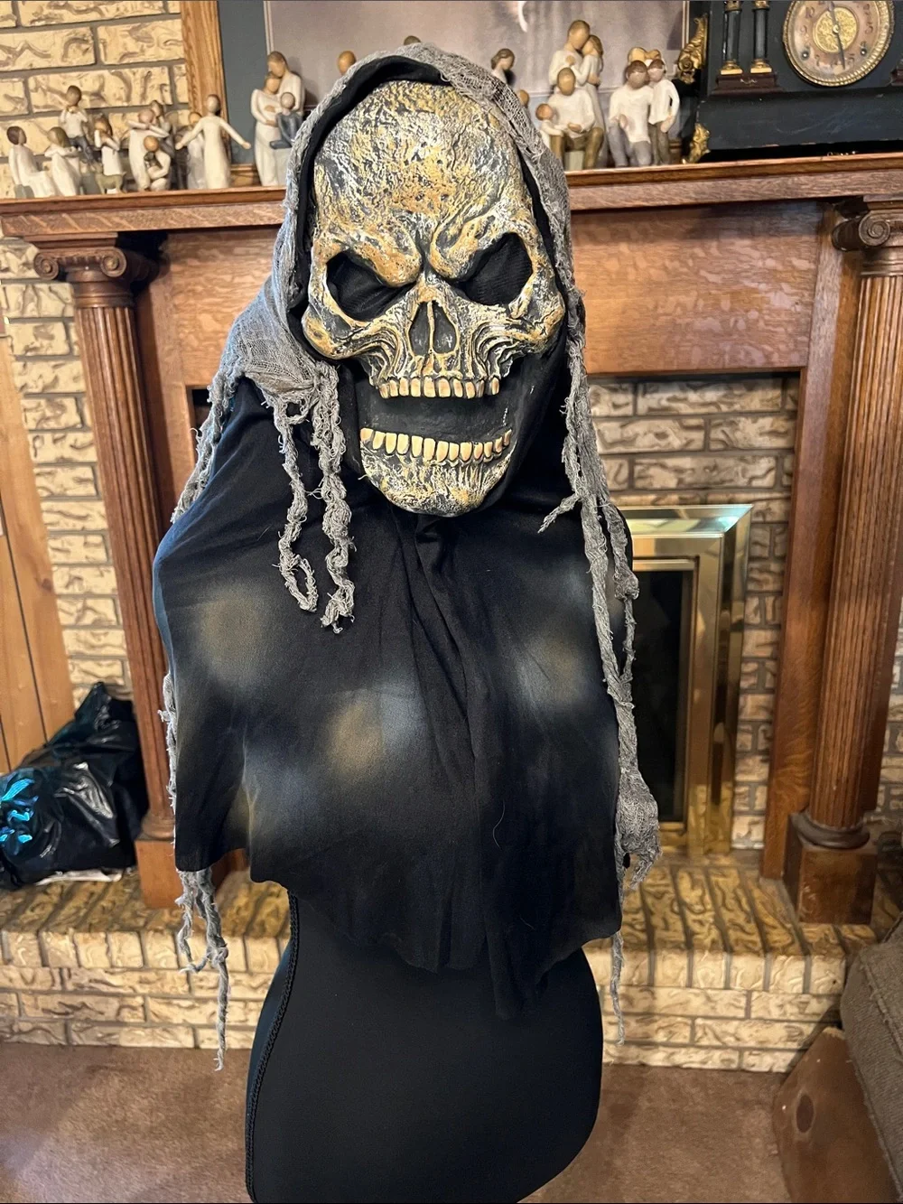 Grim Reaper Skull Hooded Mask - Black and Gray